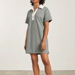 Everlane 100% Organic Cotton SS Polo Mini Dress in olive green Size XS